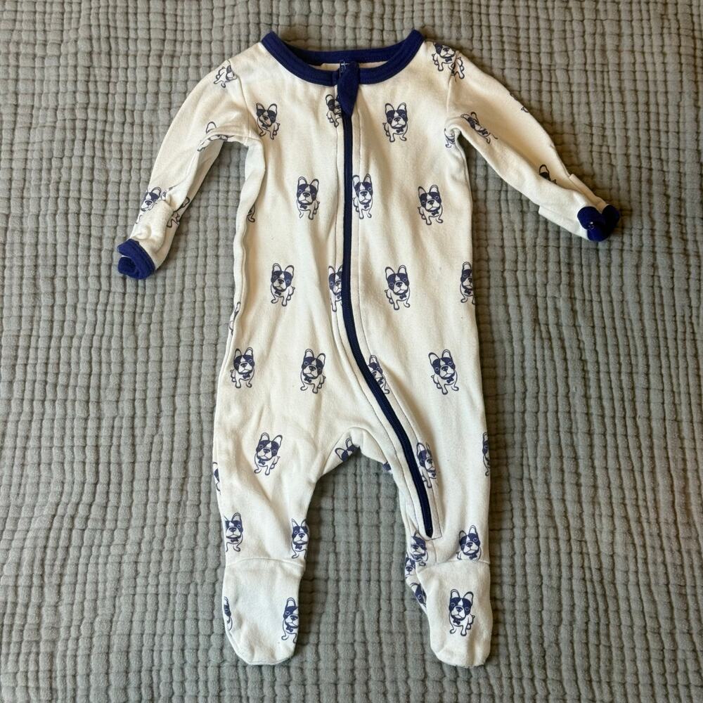 Owlivia Sleeper Zip Up Footie Boxer Dog Print Baby Boy Girl 0-3 Months Zippy